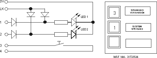 WSF144, Lampenkontrolle, Taster, LED-Signalleuchte